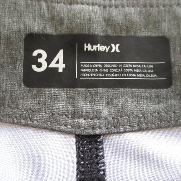 Hurley Mens Charcoal Drawstring Swim Board Short w/Velcro Rear Pocket NWT - 34W - Picture 7 of 7